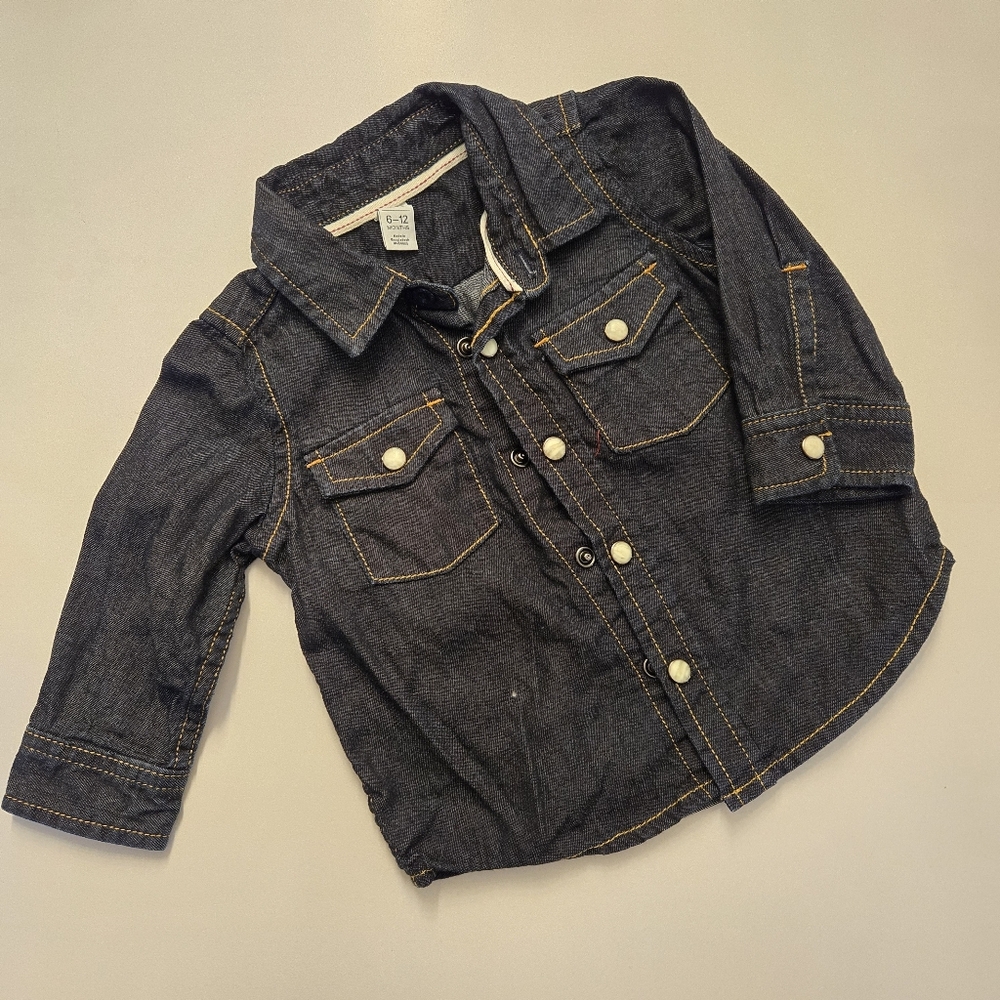 GAP Dark Blue Kids Jean Denim Western Shirt 6-12M